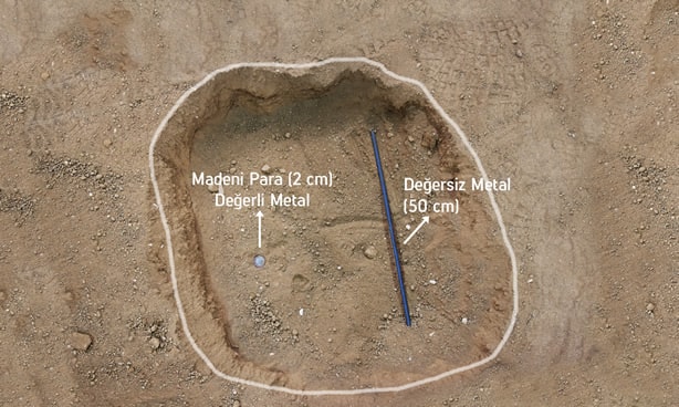 Gömülü Metaller Değerli Madeni Para ve Değersiz Demir Çubuk